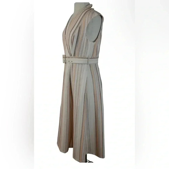Calvin Klein Striped Belted A Line Dress Size 2 - Picture 3 of 9